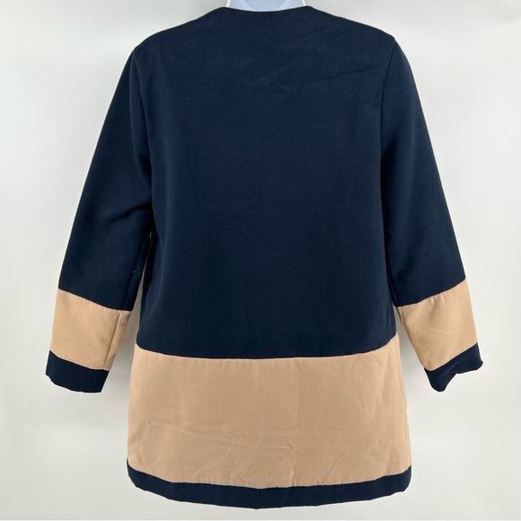 Colorblock Open Front Overcoat - Picture 3 of 7